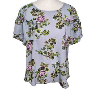 Xhilaration Blue Floral Blouse Size XS Blue Floral Top Cottagecore Top